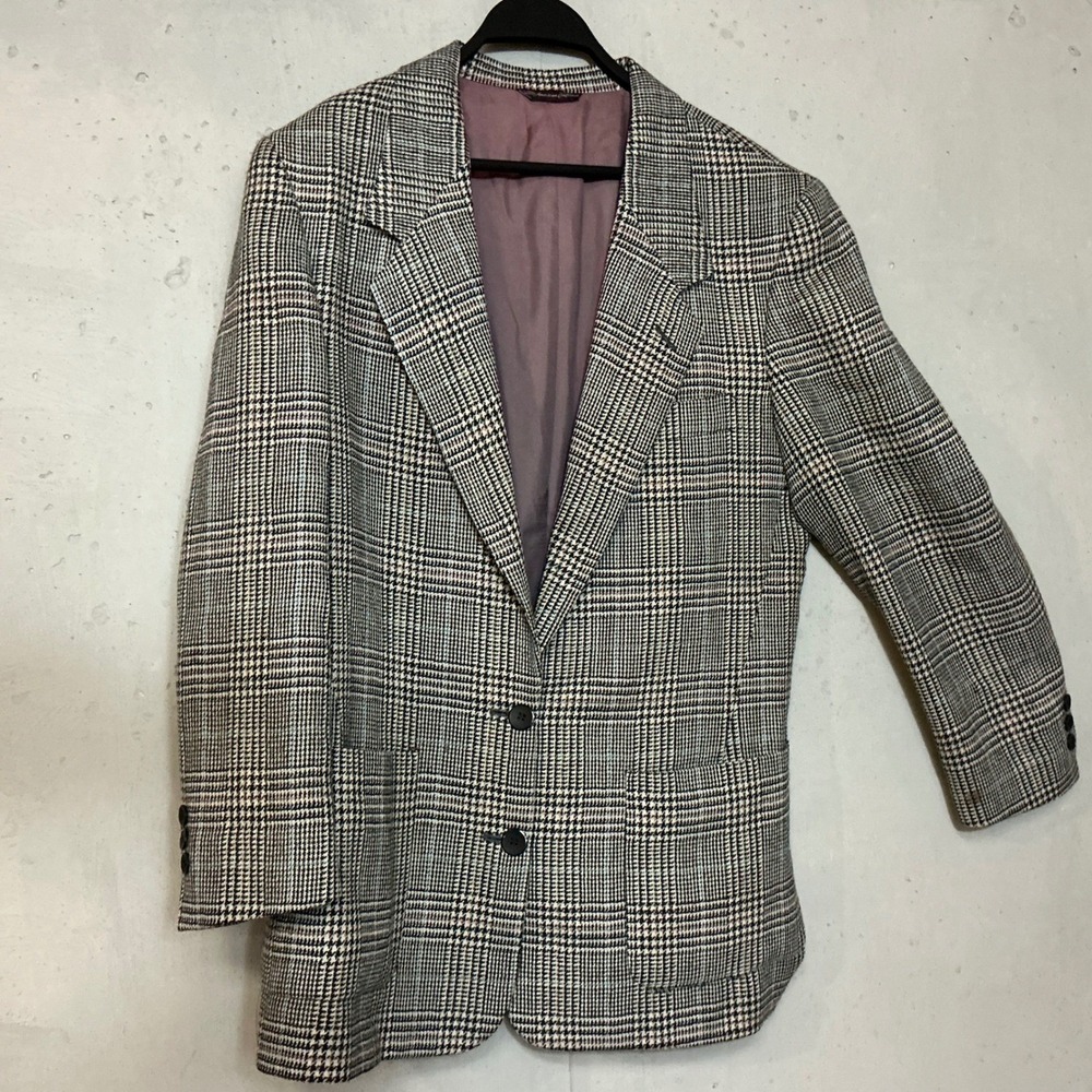 Vintage Augustus Bergdorf Goodman Plaid Blazer Jacket Women Size 10 Wool Blend